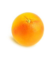 Grapefruit with slice and leaf on white background