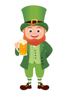 Leprechaun with beer, Saint Patrick day vector character