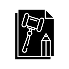 Judge solution black icon, concept illustration, vector flat symbol, glyph sign.