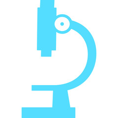 Microscope icon. Symbol of science, chemistry, pharmaceutical instrument, microbiology magnifying tool. Microscope flat style for graphic design template. Suitable for logo, web site, UI, mobile app. 