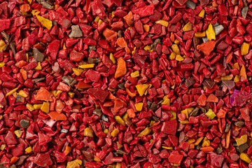 Granelli di plastica riciclata rossa