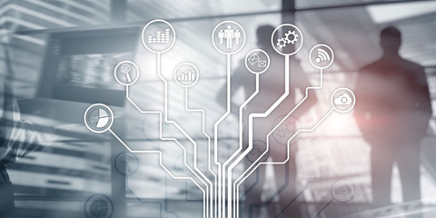 Financial business technology using internet freedom life concept. Applications icons on blurred...