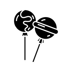 Lollipop black icon, concept illustration, vector flat symbol, glyph sign.