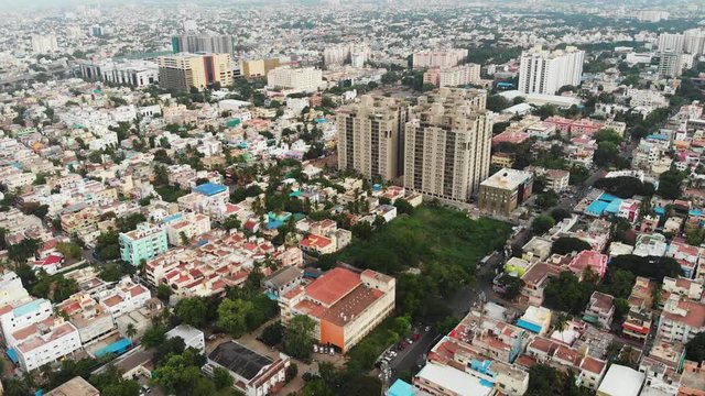 Drone view of the city Chennai. Chennai Metropolitan Area (CMA) is the fourth-most populous metropolitan area in India.