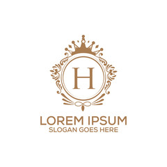 Decorative luxury H letter logo design template vector eps 
