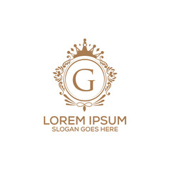 Decorative luxury G letter logo design template vector eps 