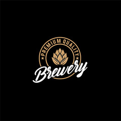 Logo Craft Beer company badge, sign or label. Vector illustration. Vintage design for winery company, bar, pub, shop, branding and restaurant business. Coaster for beer, beer glasses