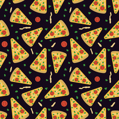 Cotton fabric Seamless pizza pattern