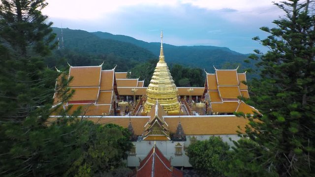 Aerial Shot Wat Pra that doi suthep, Chiang Mai, Thailand