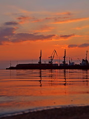 Fototapeta na wymiar sunset, port, sea, calm