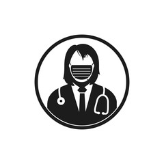 Female Surgeon Icon. Flat style vector EPS.