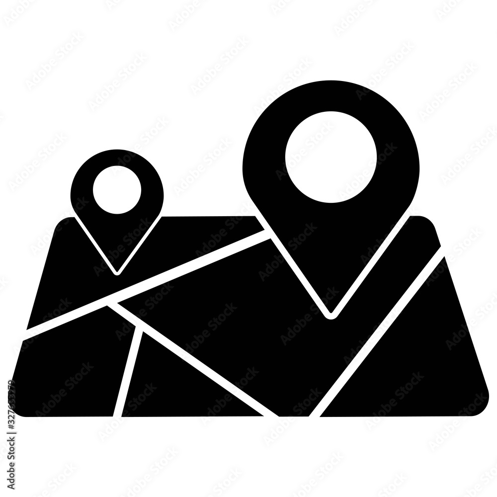 Poster location and geolocation and map, navigator icon in black color isolated on white background. vector