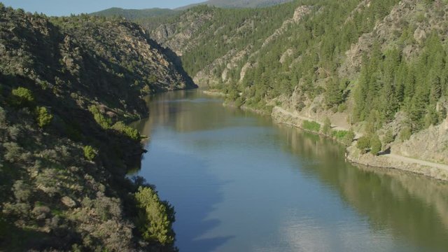 The Madison river flows into Bear Trap Canyon in the Madison Valley, near Ennis, Montana