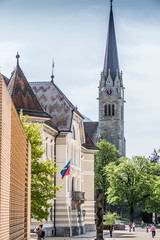 Obraz premium Neo-gothic chuech of St. Florin Cathedral in Vaduz