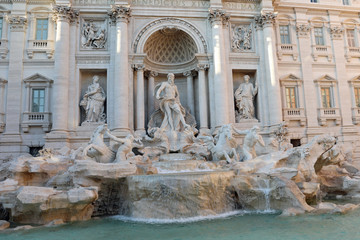 fountain of TREVI in Rome in Italy without people and statues