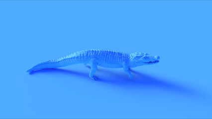 Blue Walking Crocodile Quarter Left View 3d illustration 3d render	