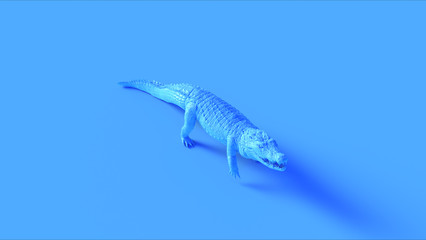 Blue Walking Crocodile Quarter Left View 3d illustration 3d render	