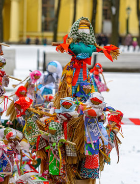 Celebration of Maslenitsa on the territory of the Peter and Paul Fortress in St. Petersburg.