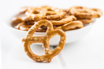 Crispy pretzels. Tasty snack.