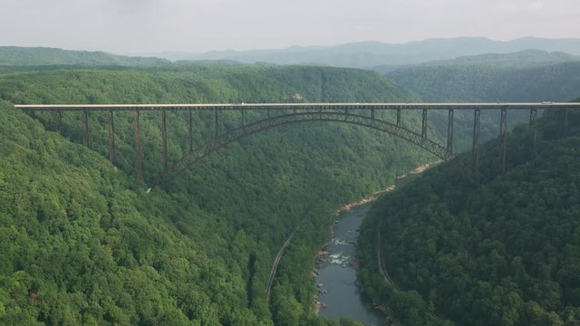 New River Gorge National River, West Virginia.  Shot from helicopter with Cineflex gimbal and RED 8K camera.