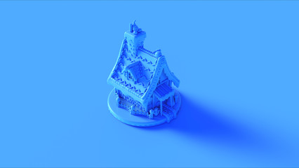 Blue Christmas Gingerbread House 3d illustration 3d render	