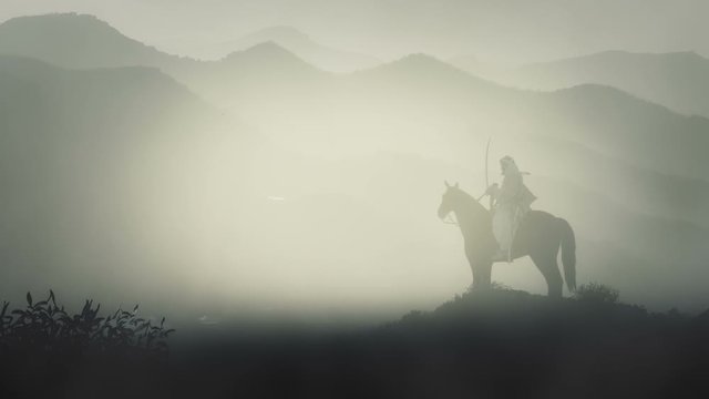 Saladin Sitting on a Horse Holding a Sword