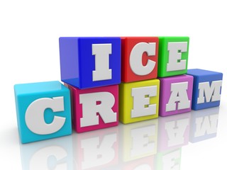 ICE CREAM concept of colorful toy blocks