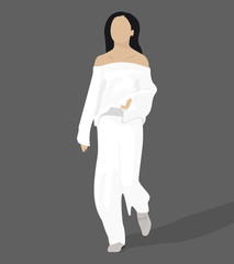 Abstract woman walking. Vector illustration. Fashion style in the clothe. Summer looks.