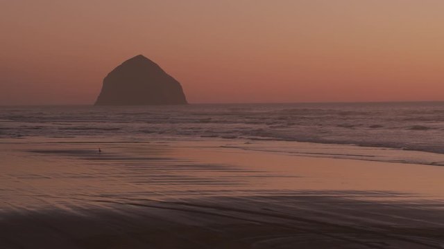 Haystack Rock in Pacific City, Oregon Coast.  Shot with Cineflex gimbal and RED 8K camera.
