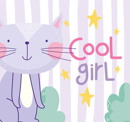 Fototapeta na wymiar little cat stars decoration cartoon cute text