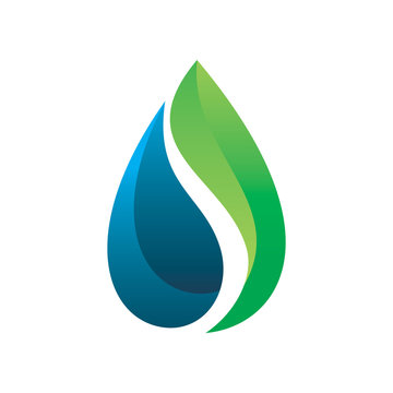 blue green nature leaf water drop color shape logo design