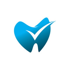 blue check tooth dentist medical logo design
