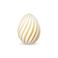 Isolated modern easter egg with geometric golden ornament on a white background 4.