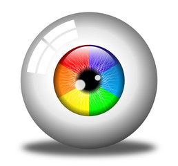 Realistic 3d human eye, colorful spectrum