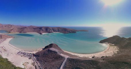 Drone aerial Panorama of Balandra Beach Baja California/Mexico	