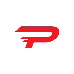 red motion speed letter p logo design