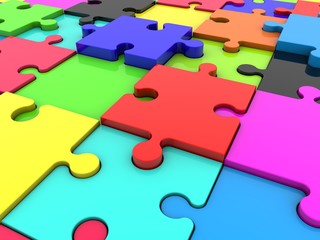 Colored puzzle on white background
