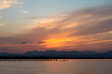 Sunset over Garda Lake