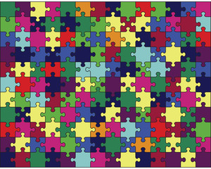Illustration of separate pieces of colorful puzzle	