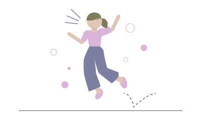 ジャンプをするポニーテールの女性