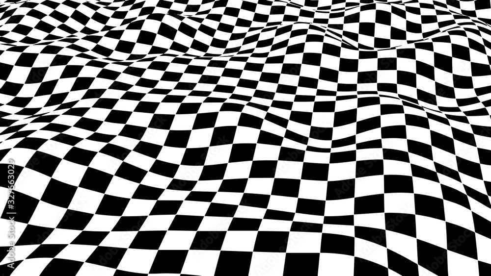 Poster hallucination. optical illusion. twisted illustration. abstract futuristic background of squares. dy