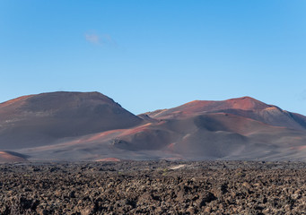 Volcanic landscape of Timanfaya National Park on island Lanzarote
