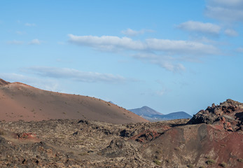 Volcanic landscape of Timanfaya National Park on island Lanzarote