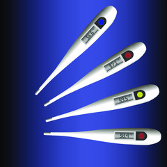 Diagnostics. Medical thermometer. Vector design of electronic body temperature measuring device. The fight against the virus.