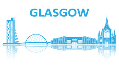 Glasgow landmarks silhouette. European championship 2020.