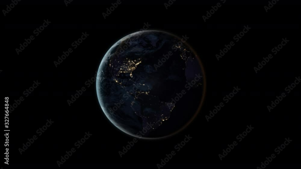 Canvas Prints planet earth at night (black marble), full rotation on a black background. seamlessly loopable 3d an