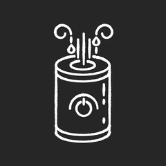 Air cleaner chalk white icon on black background. Household humidifier, ionizer, water vaporizer, asthma prophylaxis system, healthcare domestic device. Isolated vector chalkboard illustration