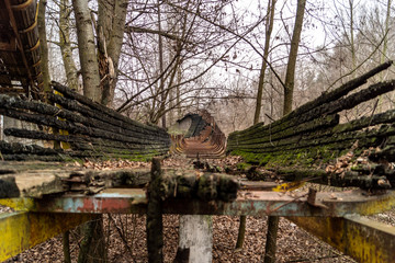 Abandoned bobsleigh track in Vyshgorod, Ukraine