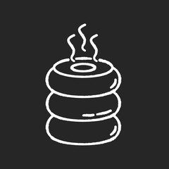 Air purifier, steam humidifier chalk white icon on black background. Household appliance, ionizer, water vaporizer, conditioning domestic device. Isolated vector chalkboard illustration