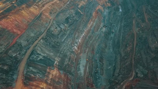 Open pit mining of open pit iron ore.